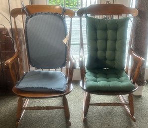 Pair Of Matching Vintage Armed Rocking Chairs With Different Removeable Cushions, 24' X 29' X 40'H