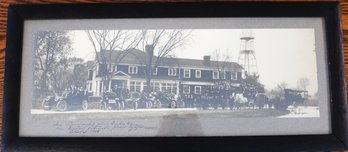 1908 Photograph Of Early Motor Cars And Wagons Heaped With People - Frame: 30.5' X 13.5'