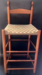 Vintage Shaker Style 3-Rung Bar Height Chair With Woven Material Seat, 18.5' X 14.5' X 39'H (Seat 26.5'H)