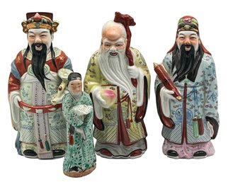 4 Pcs Chinese Porcelain Figurine Statues - 3-Immortals And Other