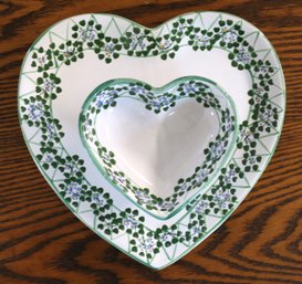 Matching Dip And Cracker Serving Dishes - Heart Shape