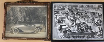 Two Early Automotive Framed Photographs - 1900 Auto Show & Older Car Photo