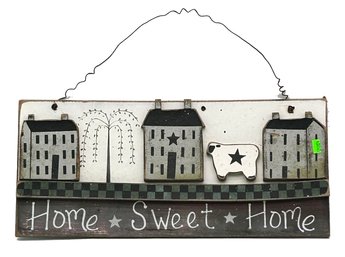 Country Primitive 'Home Sweet Home' Hanging Wall Dcor Sign, 18' X 14', Slight Warped