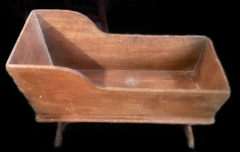 Classic Antique Wooden Rocking Cradle Is Well Made & Sturdy, 35' X 17' X 19'H