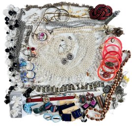 Costume Jewelry Lot - Pearls, Necklaces, Bracelets, Monet And Bling, 2.3 Lbs