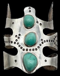 Fabulous Large .925 Sterling Cuff With Stones Marked 'GRIPPO' & 'STERLING', 83.89 Dwt