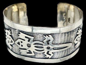 Gorgeous Sterling Silver .925 Cuff With Lizard, Marked 'MEXICO 925' & 'HOP', 28.52 Dwt