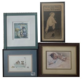 4 Pcs Framed Artwork 'Hey, We're Different' Robert Marble, 10' X 8'H, 2-Bessie Pease Guttman & Other