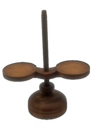 Vintage Turned Treenware Double Rotating Adjustable Lamp Stand, 13-7/8' Diam. X 17'H