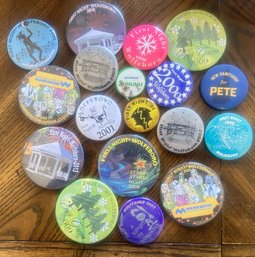 18 Pcs Lot Of Mostly Wolfeboro, NH, First Night (New Years Eve) Event Button Pins
