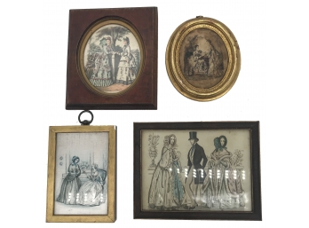 4 Vintage Smaller Framed Fashion Prints