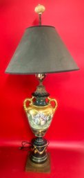 Formal French Style Table Lamp, Porcelain On Metal Base, 16' Diam. X 38.25'H