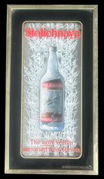 Vintage Framed 2-D Stolichnaya Vodka Advertising Mirror, 11.25' X 20.75'H