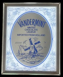 Vintage Framed Vandermint Minted Chocolate Liqueur Advertising Mirror,