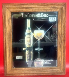 Vintage Framed La Belle Strasbourgeoise De Fischer Gourmet Beer Advertising Mirror, 12' X 14'H