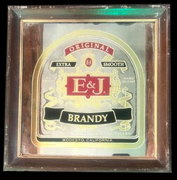Vintage Framed E&J Brandy Advertising Mirror, 15.25' Sq