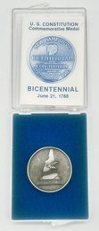 New Hampshire Bicentennial US Constitution Commemorative Medal, Pewter, June 21,1788, 1.5' Diam., In Case