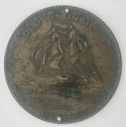 Gorgeous Antique 2.5' Diam. Bronze Plaque Of US  Constitution, Old Ironsides