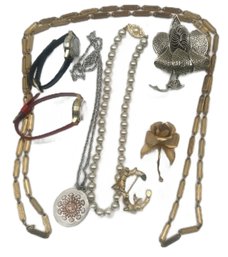Costume Jewelry - Vendome, Cerrito, Sarah Coventry, Opera Length Brass Necklace, 2 Fashion Watches And More