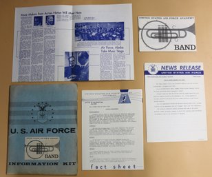 1968 Press Kit From U.S. Air Force Academy Band - Information Kit - 18 Photos - Handouts Etc.