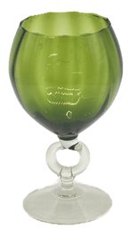 Vintage MCM Emerald Green Optic Keyhole Chalice, 9-1/8'H