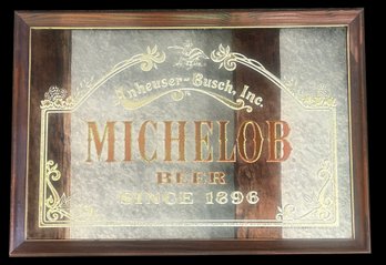 Vintage Framed Michelob Beer Advertising Mirror, 26.25' X 18.25'H