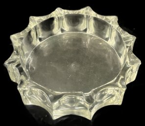 Vintage Large Clear Glass Sunburst Ashtray, 8.5' Diam. X 2'H