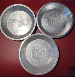 3 Pcs Vintage Betty Crocker Aluminum Pie Tins, 9' Diam.