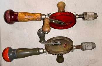 2 Pcs Vintage Hand Drill Augers