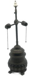 Vintage Copper 2-Light Lamp On Lion Paw Feet, 7.5' Diam. X 25'H, Nice Patina