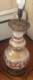 Vintage Pink And Gold Luster Table Lamp, 8.25' Diam. X 31.5'H