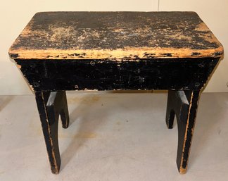 Primitive Black Painted Rectangular Stool