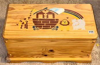 Vintage Child's Wooden Toy Chest, 22' X 11' X 13'H