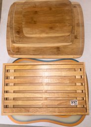 7 Pcs Kitchenwares - 34-Graduated Bamboo Cutting Boards, 3-Cutting Mats And Wooden Trivet