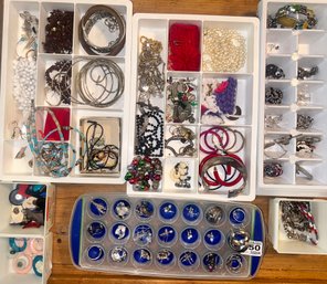 Costume Jewelry Lot, Some Sterling Noticed, As Found, Has NOT Been Gone Through!