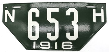 1916 Porcelain New Hampshire Non-resident License Plate