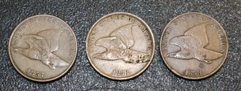 Lot Of Three United States Flying Eagle Cents - 1- 1857 & 2- 1858