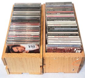 2-Wooden Crates Of CDs, Holiday And Contemporary Collection, Each Storage Box, 12' X 5.5' X 6'H