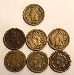 Complete Set Of Indian Cent Copper-nickel Coins - Type 1 & Type 2 - 1859 - 1864