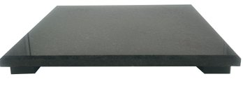 18' Sq X 1.75'H Beveled Edge Black Granite Catering Cheese Board Raised On 4-Granite Feet