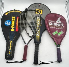 4 Pcs Sports Raquets,27.5'L  Tennis And 3-Raquete Ball