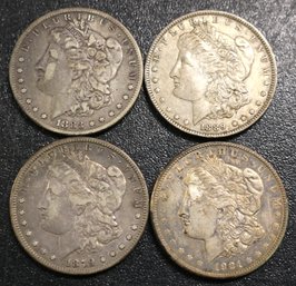 Four United States  Morgan Silver Dollars