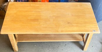 Vintage Natural Wooden Coffee Table With Shelf - 42 X 21 X 17' H