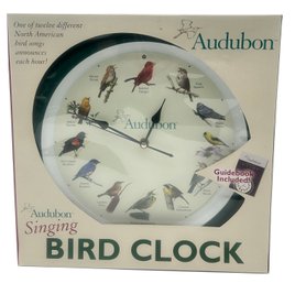 New In Box Audubon 13.5' Diam. Singing Bird Clock In Original Box
