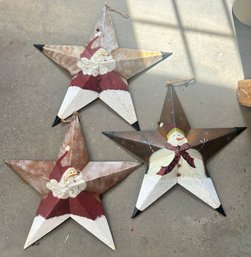 3 Pcs Large Christmas Theme Painted Texas Stars