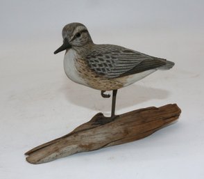 Carved Wood Sand Piper - Signed With Original Sales Slip