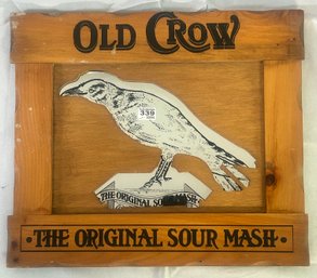 Unique Vintage Cutout Framed Old Crow Sour Mash Advertising Mirror, 17.25' X 20'H