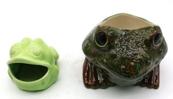 Two Frog Planters - One Is 4.4' X 4' - Other Is 6' X 6' And Marked Holland Mold