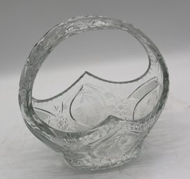 Beautiful Cut Glass Handled Bowl - 10.5'H X 10' W X 7.5' D