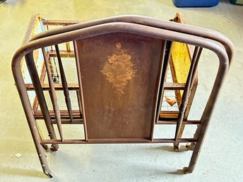 2 Pcs Vintage Child's Or Doll Metal Bed (Rails Not Present) & Crib, 25.5' X 15' X 21.5'H